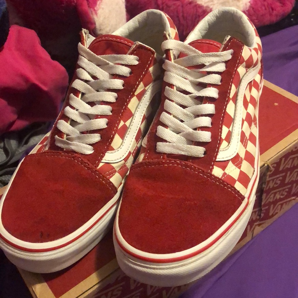 Red old skool vans